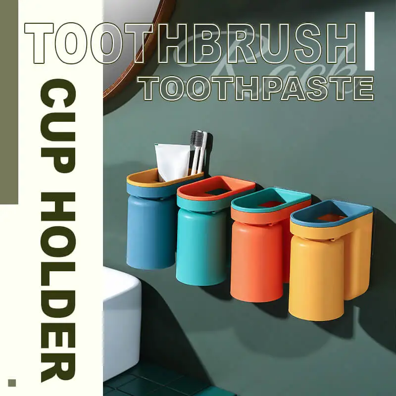 Toothbrush Toothpaste Rack Cup Holder Non Perforated Wall Mounted Dental Toothpaste Cup Storage Rack Mouthwash Cup Holder 벽선반