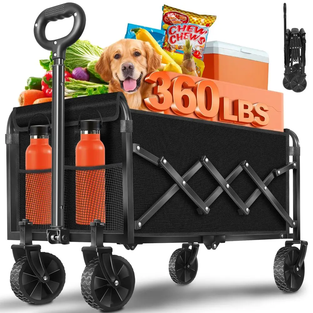 

Складная тележка-вагончик на колесах, складная тележка для пляжа, кемпинга, спорта, сада, 2 подстаканника, размер L