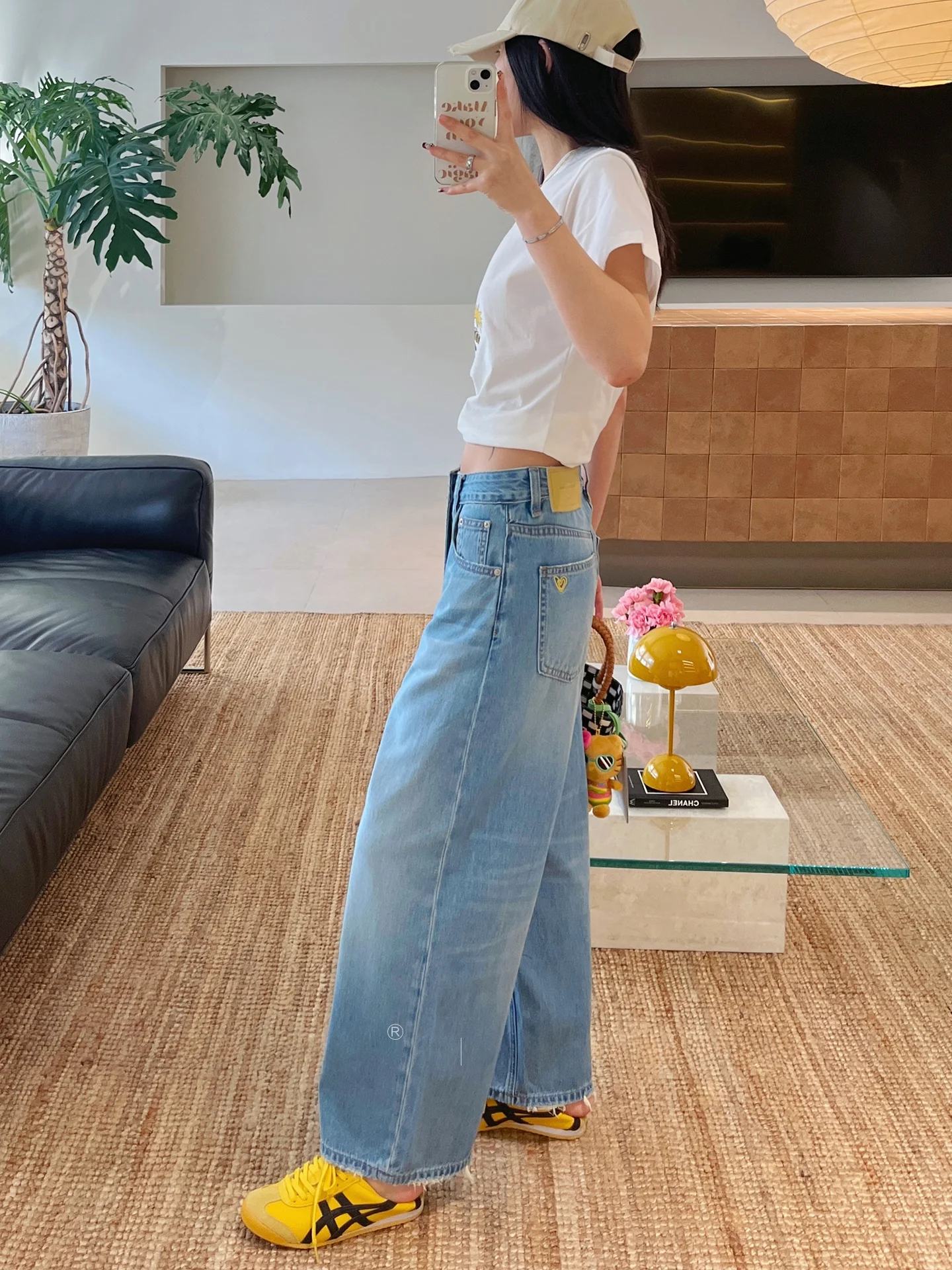 

High Waist Wide Leg Denim Jeans Women's Summer Thin Scythe Pants Light Blue Silk Nine Points Bend Knife Pants Soft Comfortable