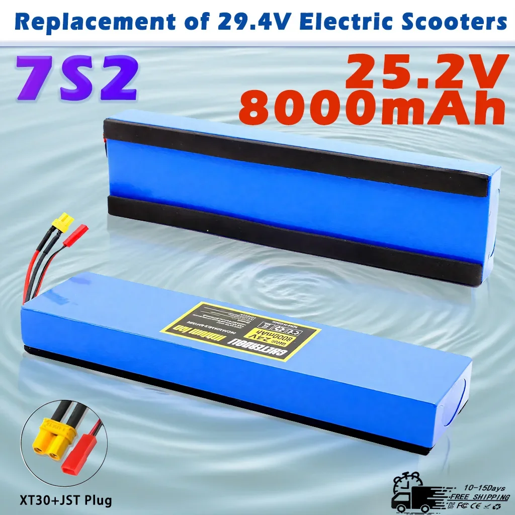Batterie Rechargeable Li-ion 8000mAh originale 18650 7S2P 25.2V, adaptée au remplacement de la batterie des Scooters électriques 29.4V