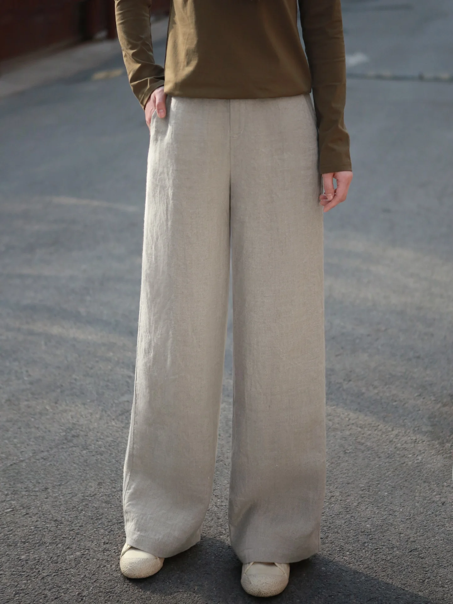 

Новые льняные брюки-палаццо 2026 года, льняные брюки прямого кроя для защиты от сильного дождя, роскошные льняные длинные брюки в стиле Old Money, повседневные льняные брюки Hig...