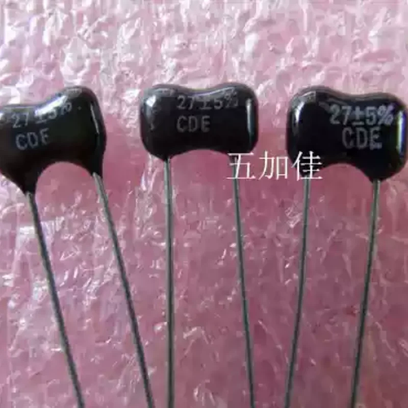 10-100pcs-cde-500v27pf-5-capacitor-de-mica-prata-americano-grande-tipo-d