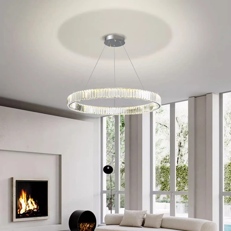 Modern Luxury LED Crystal Pendant Lights Living Dining Room Lighting Lustre Decor Ceiling Chandelier Lamp Indoor Lights Fixture