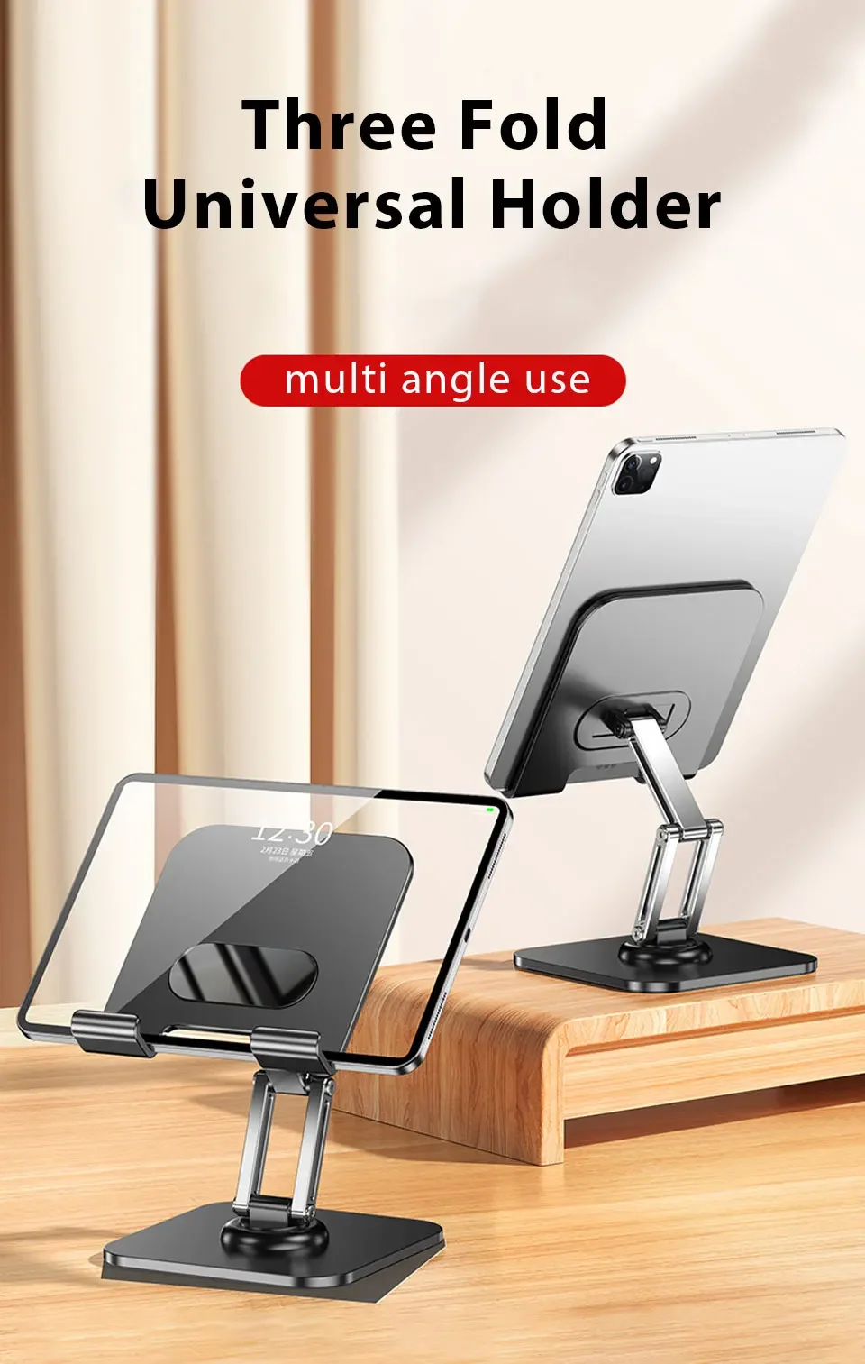 Tablet-Halter aus Kohlenstoffstahl mit 360°-Drehung ° Drehbarer, verstellbarer Ständer für iPad Pro Air Mini Handy-Schreibtischhalterung 4-15 Zoll – Detail 1