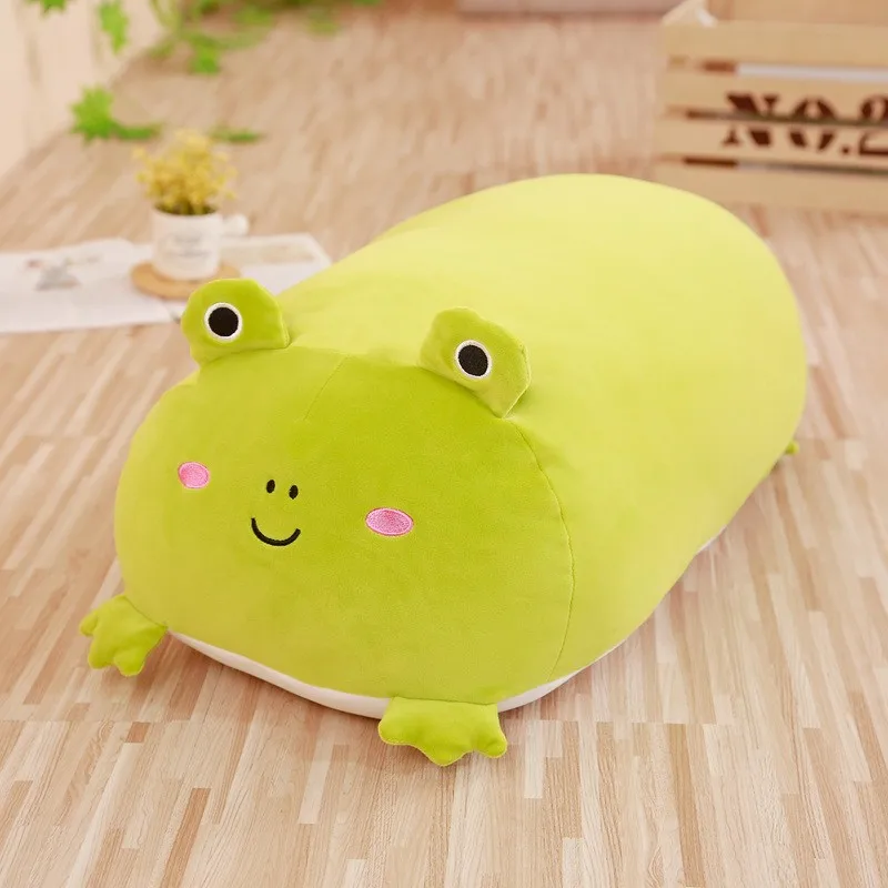 28/55CM Soft Cartoon Animal Long Pillow Cute Pig Cat Frog Penguin Plush Stuffed Doll Bedroom Cushion Sofa Home Decoration