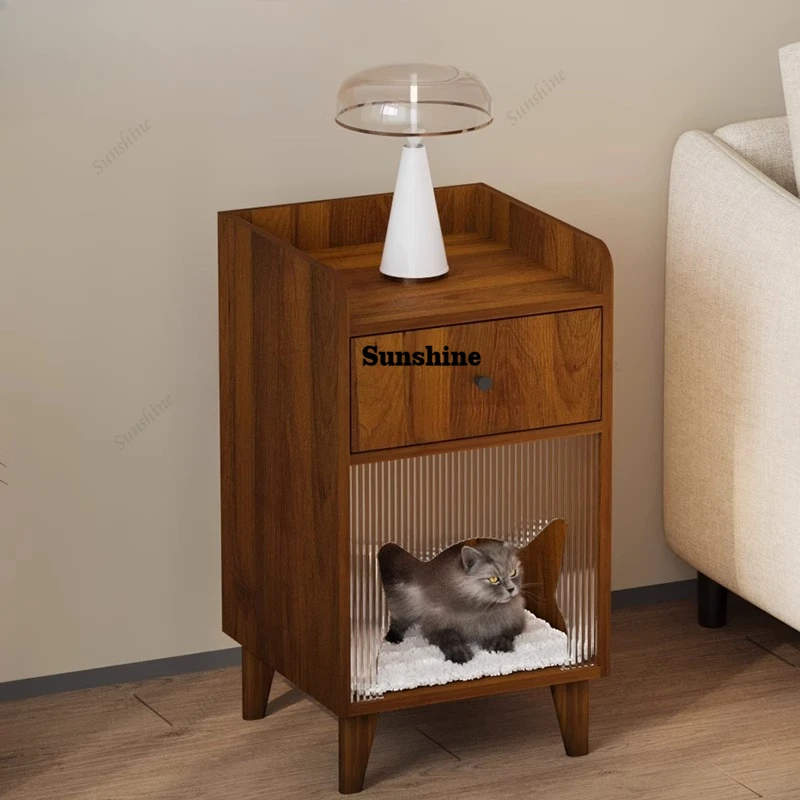 Elegant Organizer Wood Nightstands Drawer Glass Mid Century Bedside Table Smart Cute Luxury Mesitas De Noche Furniture Home