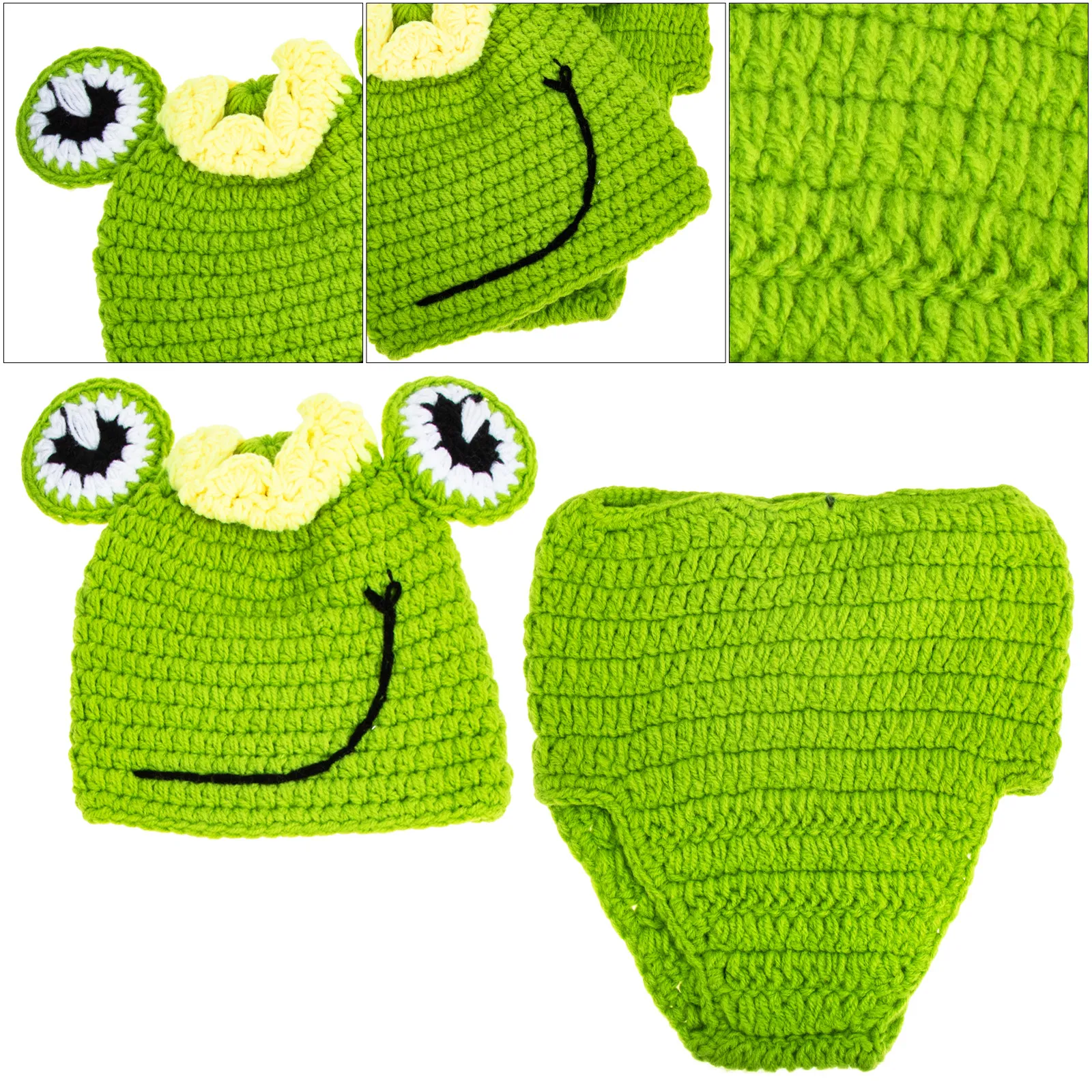 Adorable Frog Baby Photography Outfit – Woolen Knit Newborn Photo Costume for Baby Shower, Birthday & Family Photoshoot