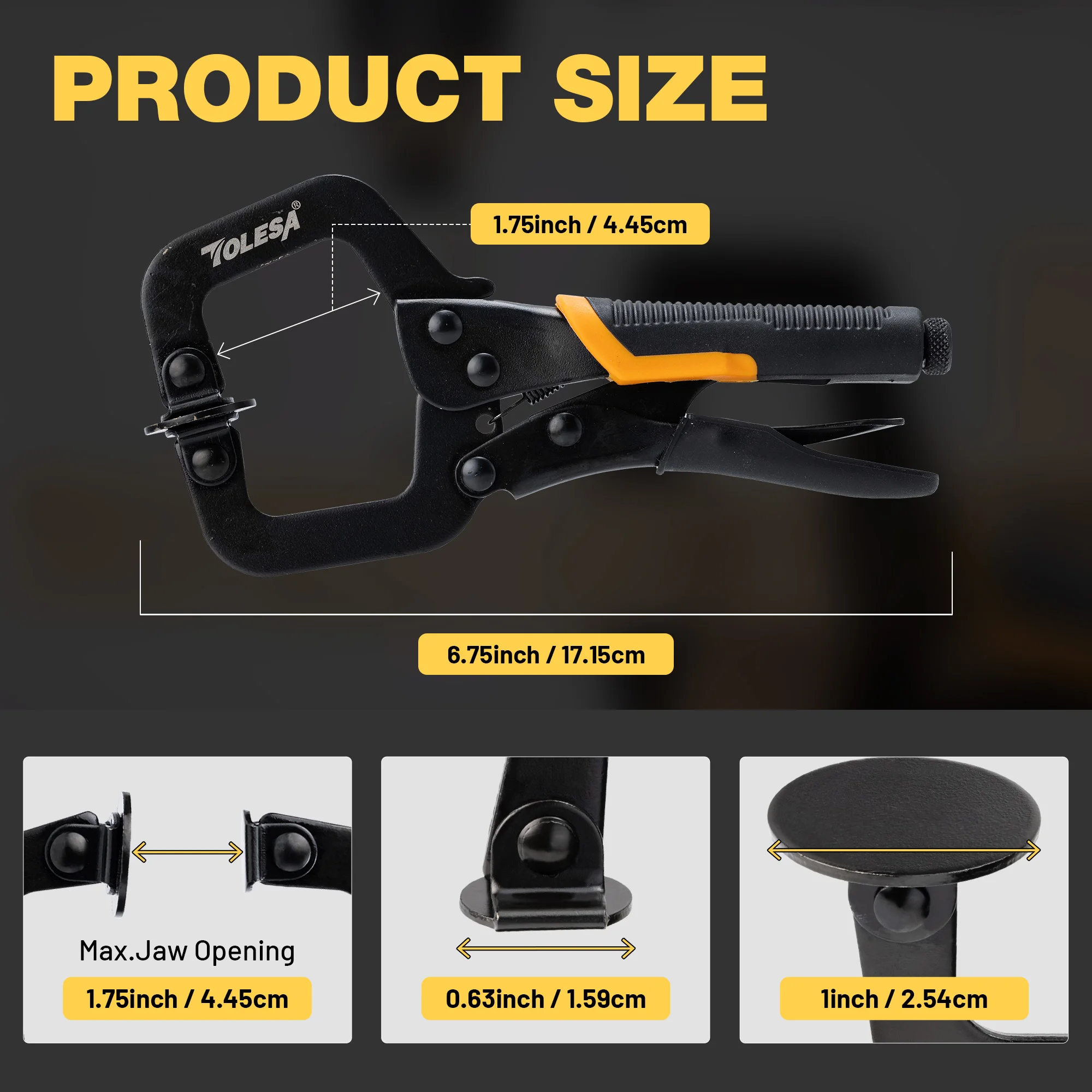TOLESA 1PC 6Inch Metal Face Clamp For Woodworking Heavy Duty Pocket Hole Clamp For Pocket Hole Joinery Cabinet Carpentry C Clamp