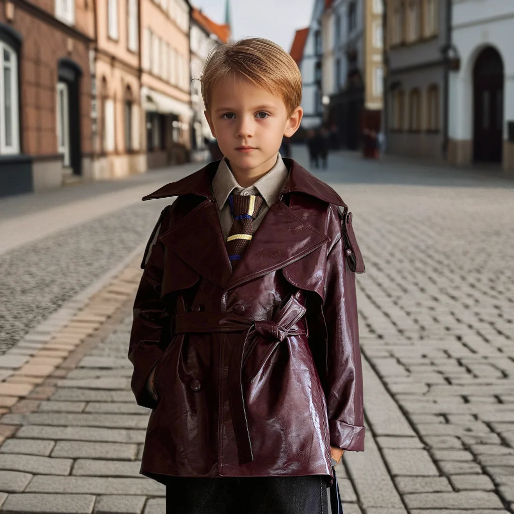 

Kids Leather Jacket Boys Girls Faux PU Classic Biker Coat 2025 Autumn Children's Outerwear Versatile Casual Teen Top Clothes