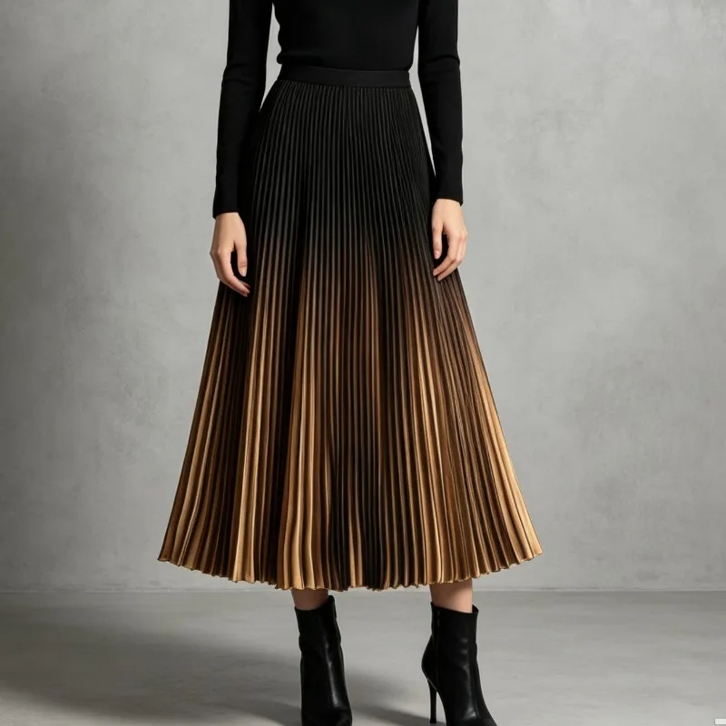 Miyake Pleated Floral Elegant Skirt Plisse Women Plus Size 2026 Summer New High-End Jupe Casual High-Waist Loose Pleats Skirt