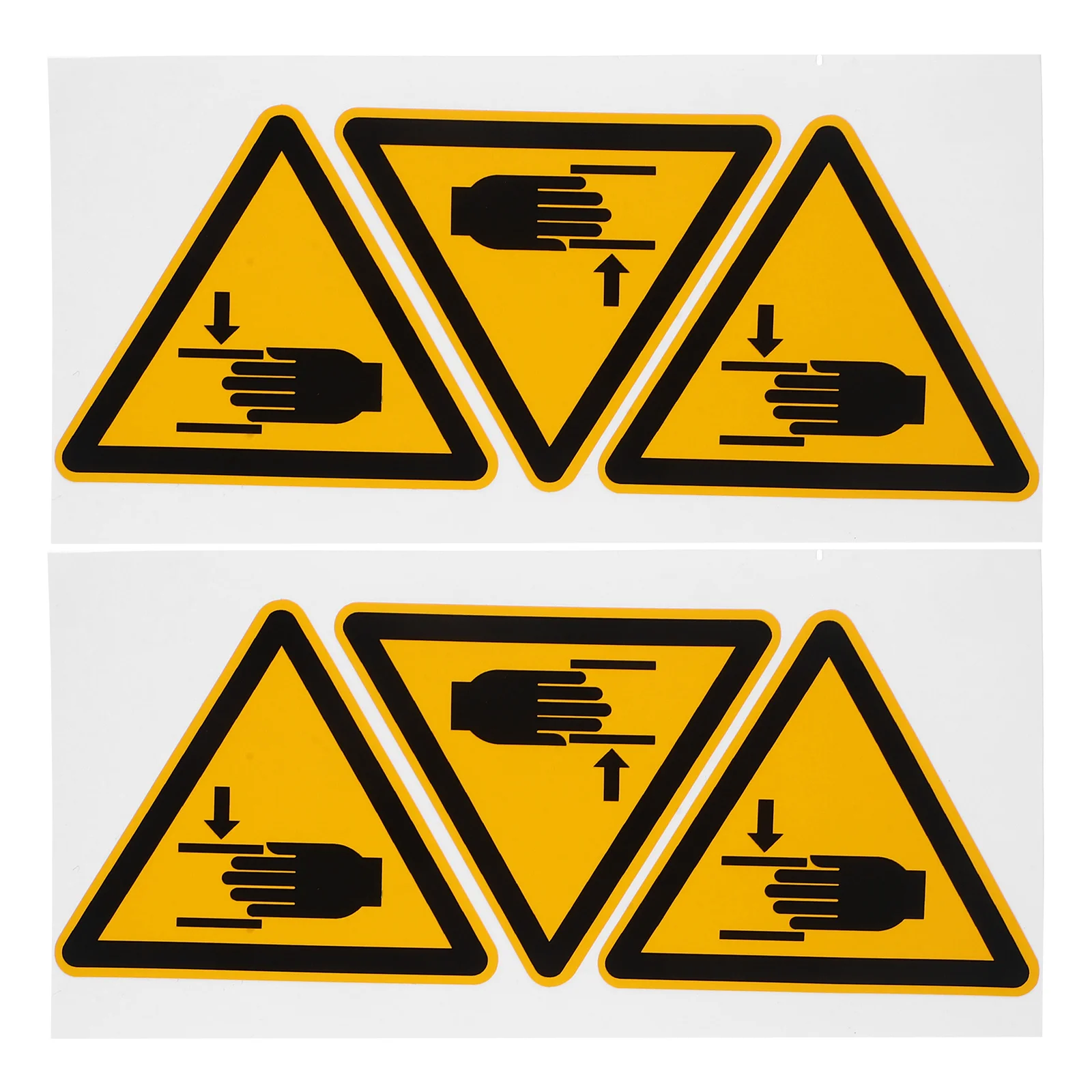 

6pcs Safety Warning Labels 100mm Triangle Hand Pinch Danger Stickers Self Adhesive Machine Caution Signs Vinyl Decals