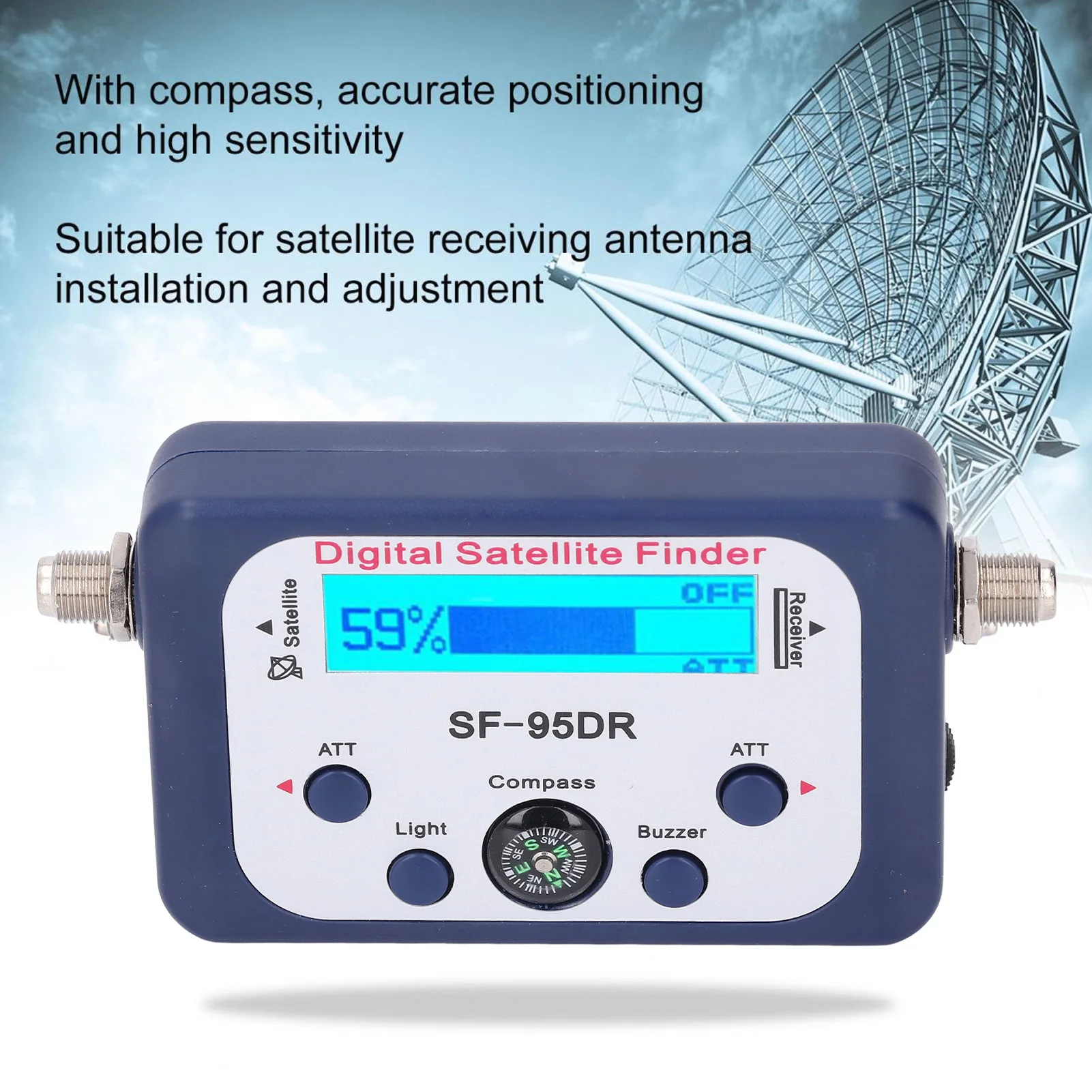 Digital Sat Finder Meter Digital Satellite Signal Finder 950‑2150MHz LCD Display Backlit Portable Satellite Finder