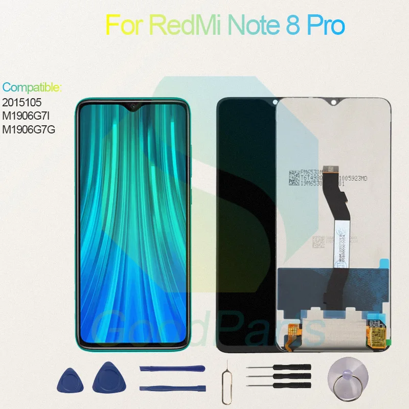 Test Before Ship For RedMi Note 8 Pro Display Touch Screen Digitizer Panel Assembly Lcd Screen 2015105, M1906G7I/G Note 8 Pro Sc