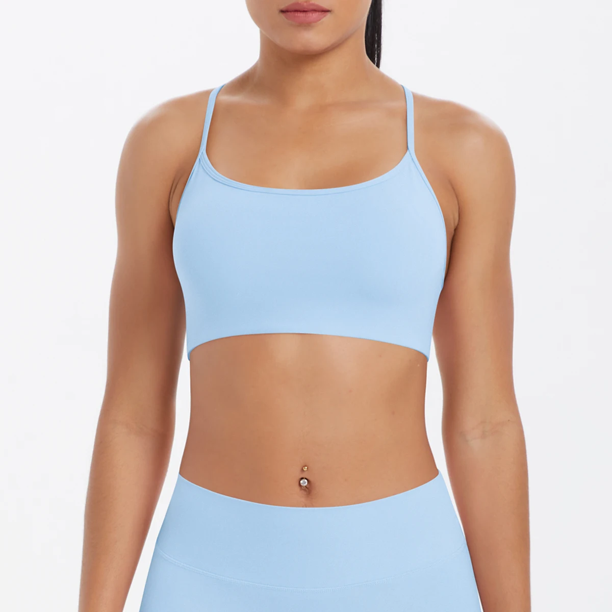 Tanktop für Damen, Yoga-BH, Yoga-Unterwäsche mit Brustpolster, einfarbig, schöner Rücken, Kreuz-BH, stoßfestes Workout-Top für Fitness und Laufen. – Detail 24