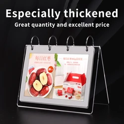 Tabletop Flip Photo Frame Photo Album 68 Pockets Desk Calendar Album Mini Poster Frame Acrylic Display Sign Holder