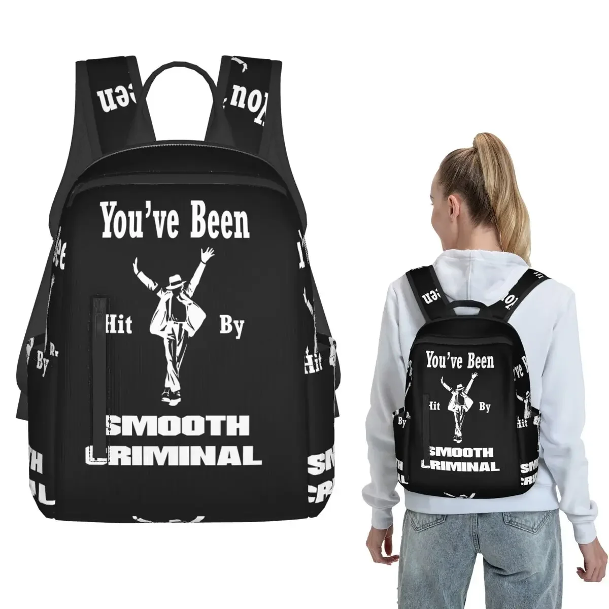 Vintage MJ Smooth Criminal Michael Jackson Backpack Daypack Children BookBag School Bag Shoulder Bags for Men Women