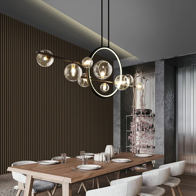 Imagem -02 - Modern Led Teto Vidro Bolha Lustre Nordic Dining Room Pendant Lamp Iluminação do Restaurante Cozinha Home Decor Luzes Penduradas