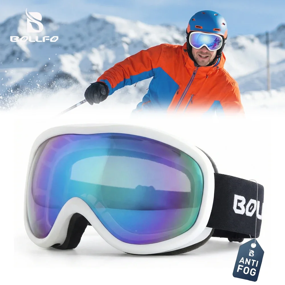 

Snowmobile Goggles with Double Layer Anti-Fog Lens UV400 Protection OTG Snowboard Goggles Flexible TPU Motorbike Riding Eyewear