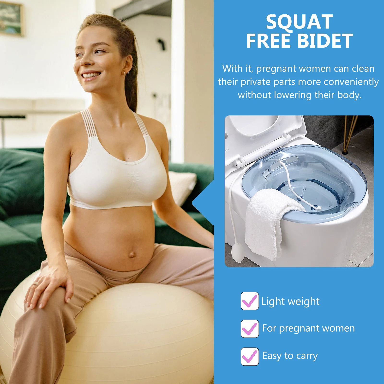 

1Set PP Sitz Bath Basin Postpartum Care Plastic Washing Basin Toilet Seat Squat Free Comfortable Durable for Women Pregnant