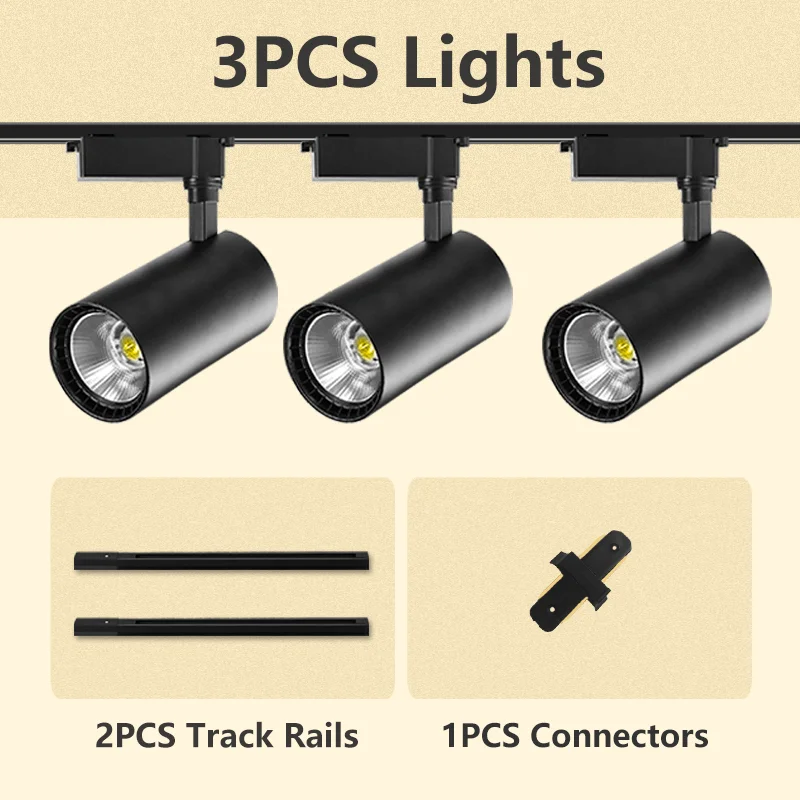 220V LED-Schienenstrahler-Set, COB-Schienenleuchte, Spotlights, LED 20/30/40W Strahler für Bekleidungsgeschäfte, Wohnzimmer-Dekoration