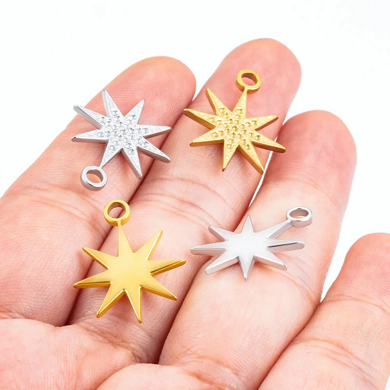 5pcs Fashion Stainless Steel Star Charms For DIY Necklace Bracelet Pendant Jewelry Making Accessories Materials Wholesale