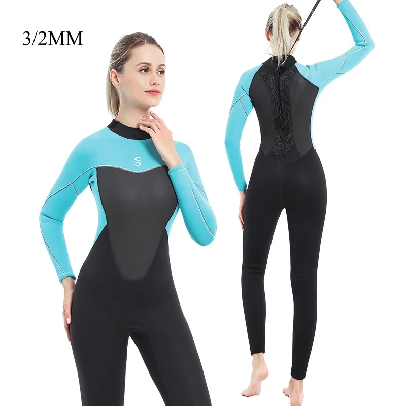 

3/2MM Full Body Neoprene Spearfishing Water Sport Beach Swim WetSuit Women Long Sleeve Scuba Keep Warm Kayaking Drifting WetSuit