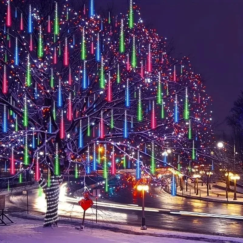 Guirnalda de luces LED solares para decoración de árbol de Navidad, guirnalda de calle, fiesta de boda, decoración de jardín al aire libre, 192LEDs