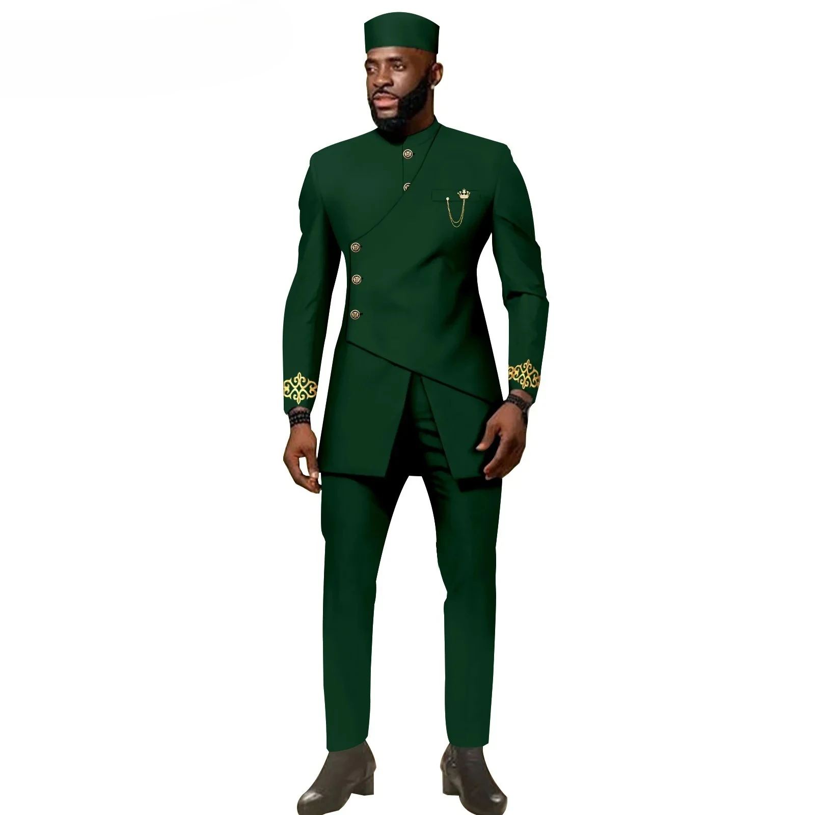 

African Ethnic New Men's Casual Suit - Refined and Fitted Style - Party Dress - Fashionable Men's Clothing (Top + Pants + Hat)