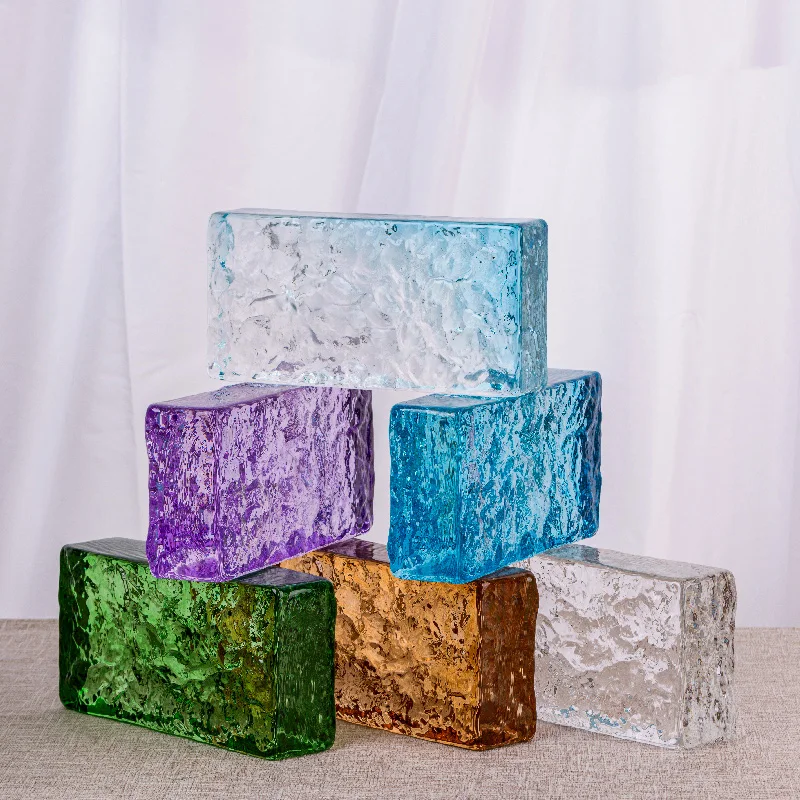 Partición de ladrillo de cristal de hielo de doble cara, pared divisoria, ladrillo de cristal, ladrillo de burbujas transparente, inodoro termofusible