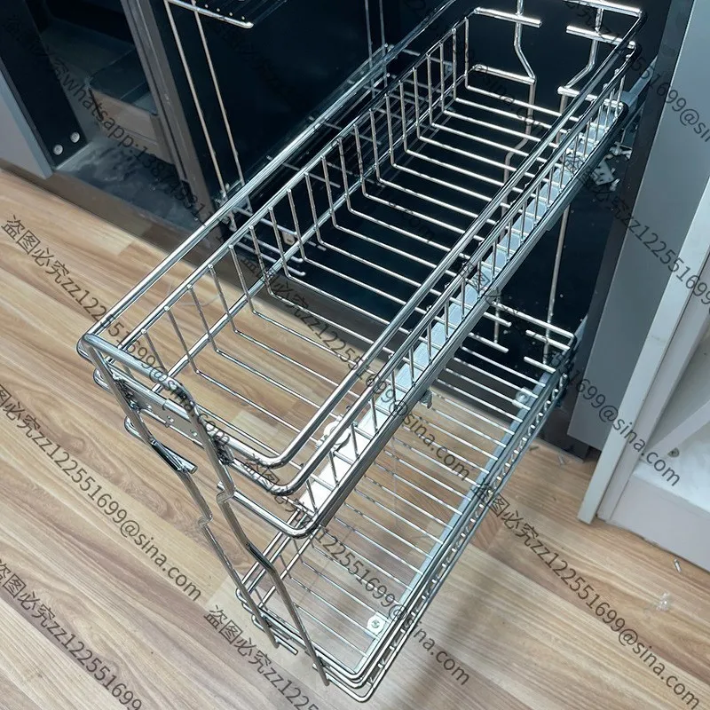 Suitable for Drawer Type Pull Basket Floor Cabinet Narrow Side Storage Side PullBasket 150/200/250mm Seasoning Basket