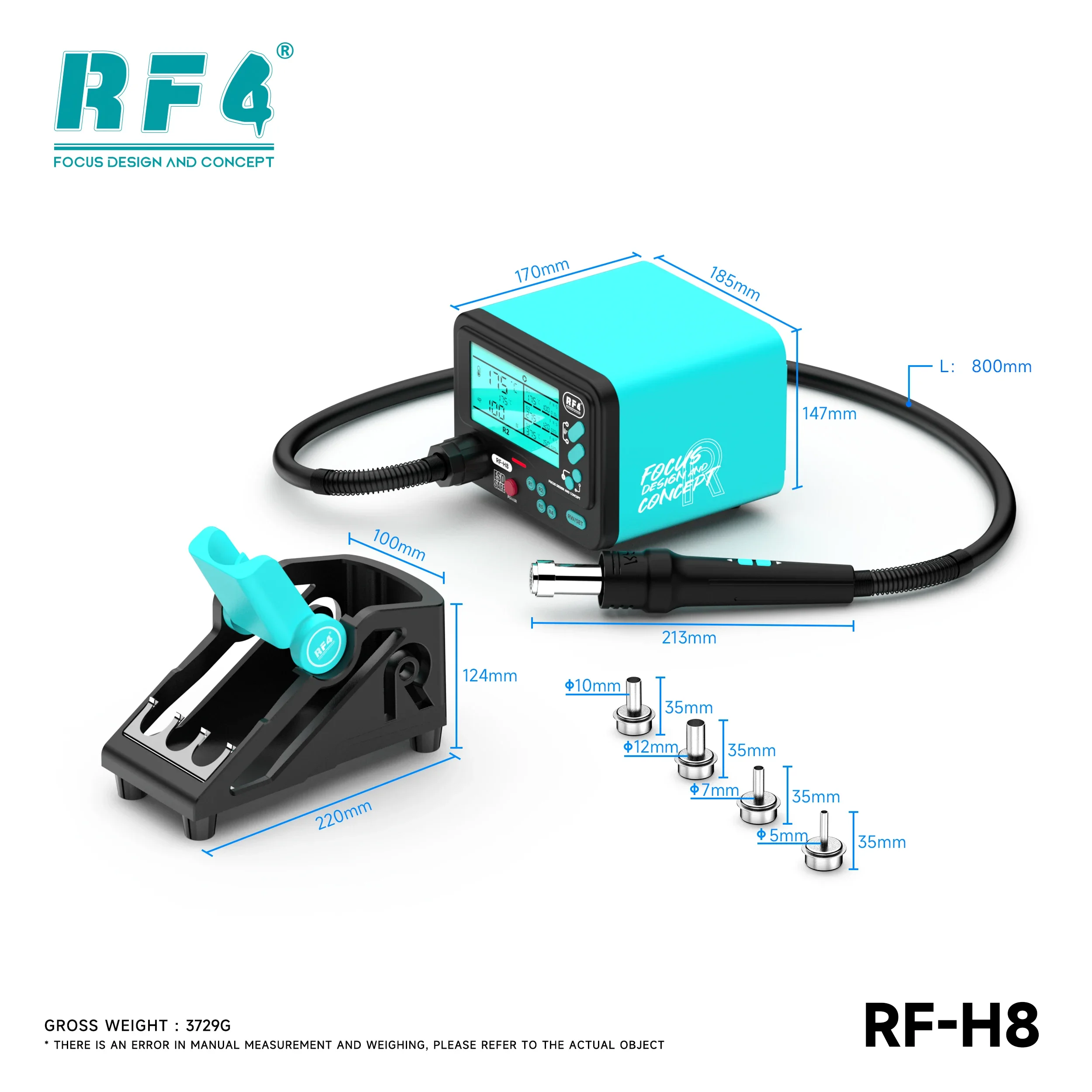 RF4 RF-H8 Exclusive 4-Channel Memory Hot Air Rework Station Mobile Phone Repair Tools with 3-Staged Temperature Duration Setting