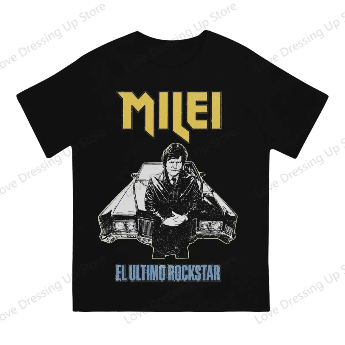 El ultimo Rockstar Viva la libertad Black Large printed cotton men's Tshirt Short Sleeve Tshirts Javier Milei Hot Sale Tops