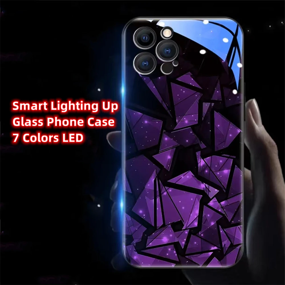 

Glowing Fragments Luminous Glass LED Calling Light Up Phone Case For Samsung S24 S23 S22 S21 S20 FE Note 10 Plus 20 Ultra A54