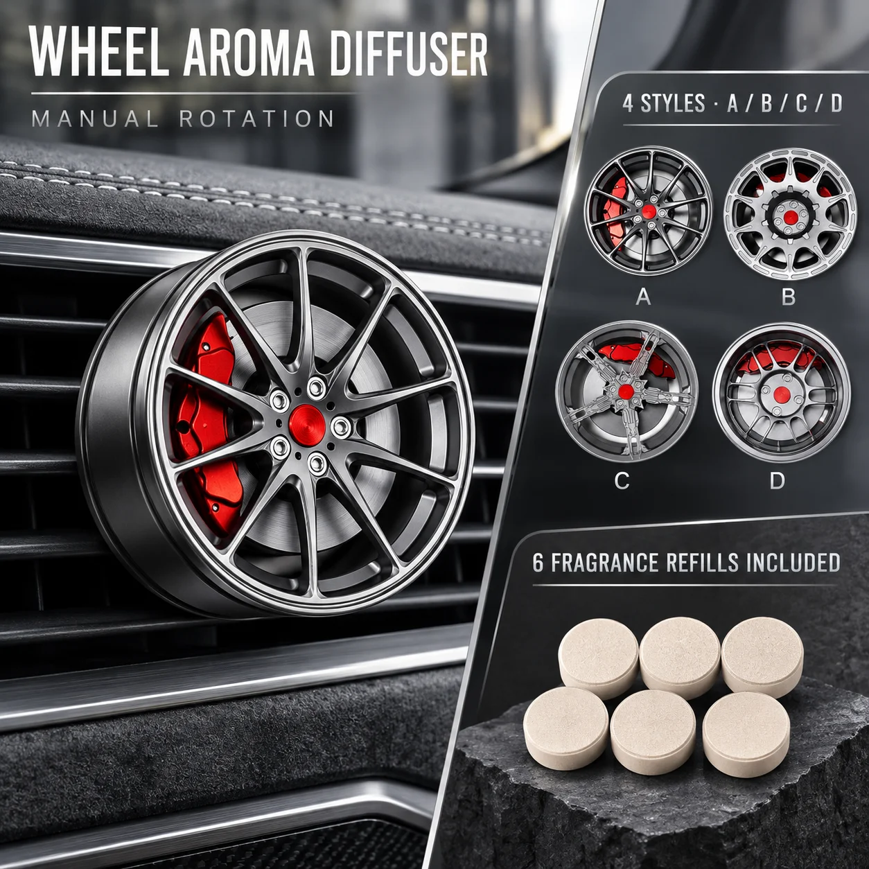 Fashion Car Air Outlet Aromatherapy For Jaecoo J7 J8 Wheel hub rotating Fragrance , Free give up 3 Types Solid Fragrance Tablets
