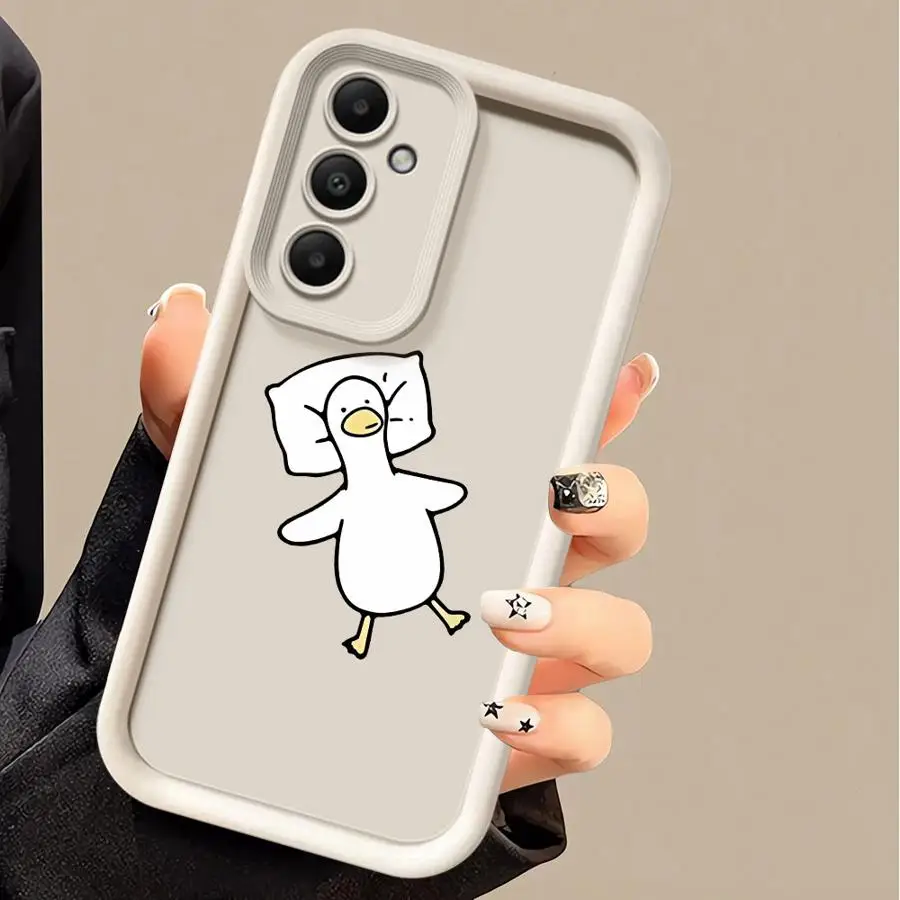 Shockproof Case For Samsung Galaxy A54 A52 A14 A53 A12 A13 A50 A23 A51 A71 A34 A21s Silicone Phone Cover Sleeping Cartoon Duck