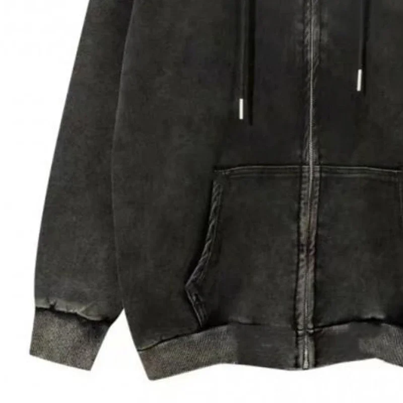 معطف Y2k لخريف وشتاء 2025 غسل حمض للنساء موضة غير رسمية مقاس كبير هوديس مغسول عتيق ملابس خارجية فضفاضة متعددة الاستخدامات #3