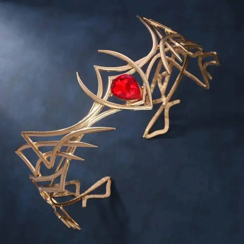 Retro Red Leaf Hair Bracelet Women Crystal Cross Border Russian Goddess Warrior Alloy Cosplay Costume Halloween Headpiece Men