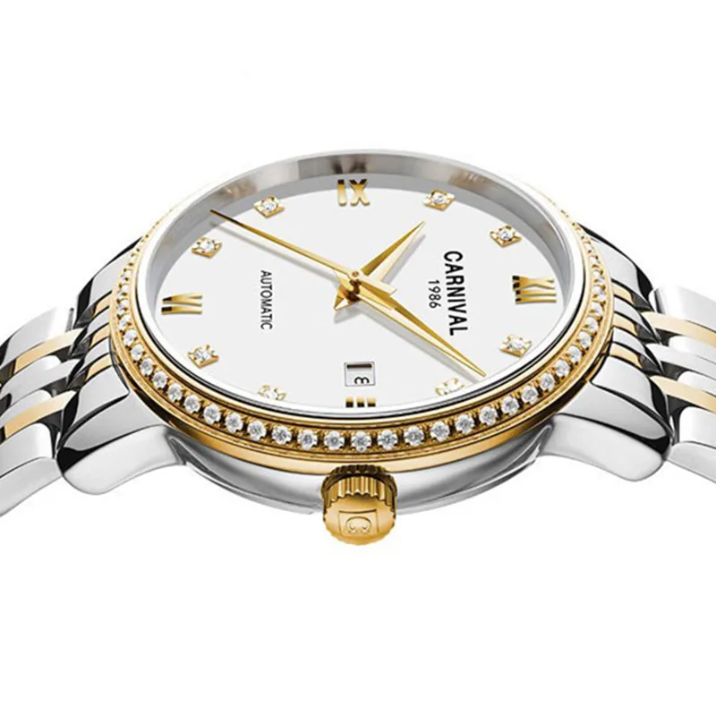 CARNIVAL Brand Luxury Mechanical Watch for Women Ladies Fashion Sapphire Automatic Movement Wristwatches Waterproof Reloj Mujer