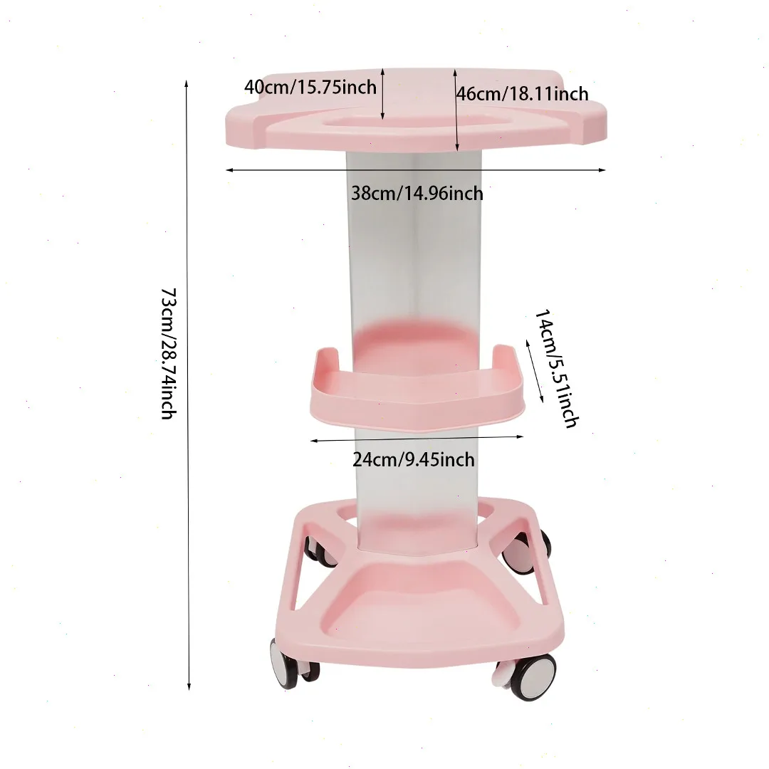 Salon Trolley Stand With Wheel Barber Shop Beauty Tool Storage Tray Rolling Cart Shelf Hairdressing Supplies