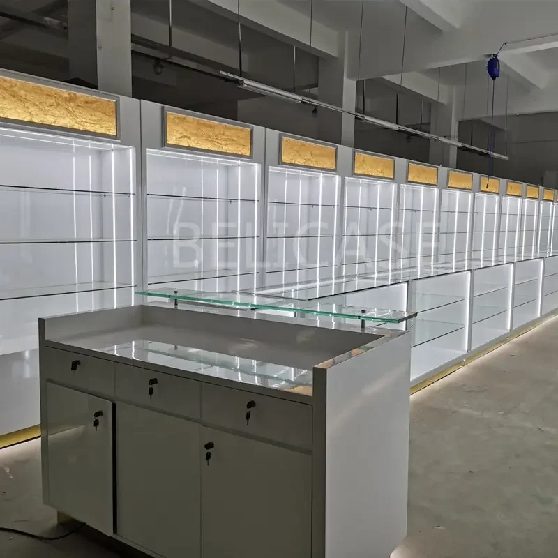 Benutzer definierte, benutzer definierte Parfüm Shop Möbel Parfüm Lagers chrank modernes Design Glas Parfüm Vitrine Vitrine mit LED-Licht