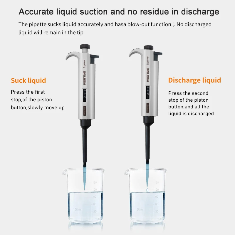WESTTUNE Laboratory Pipette Adjustable Single Channel Digital Micropipette High-Accurate Variable Volume Pipette Lab Equipment