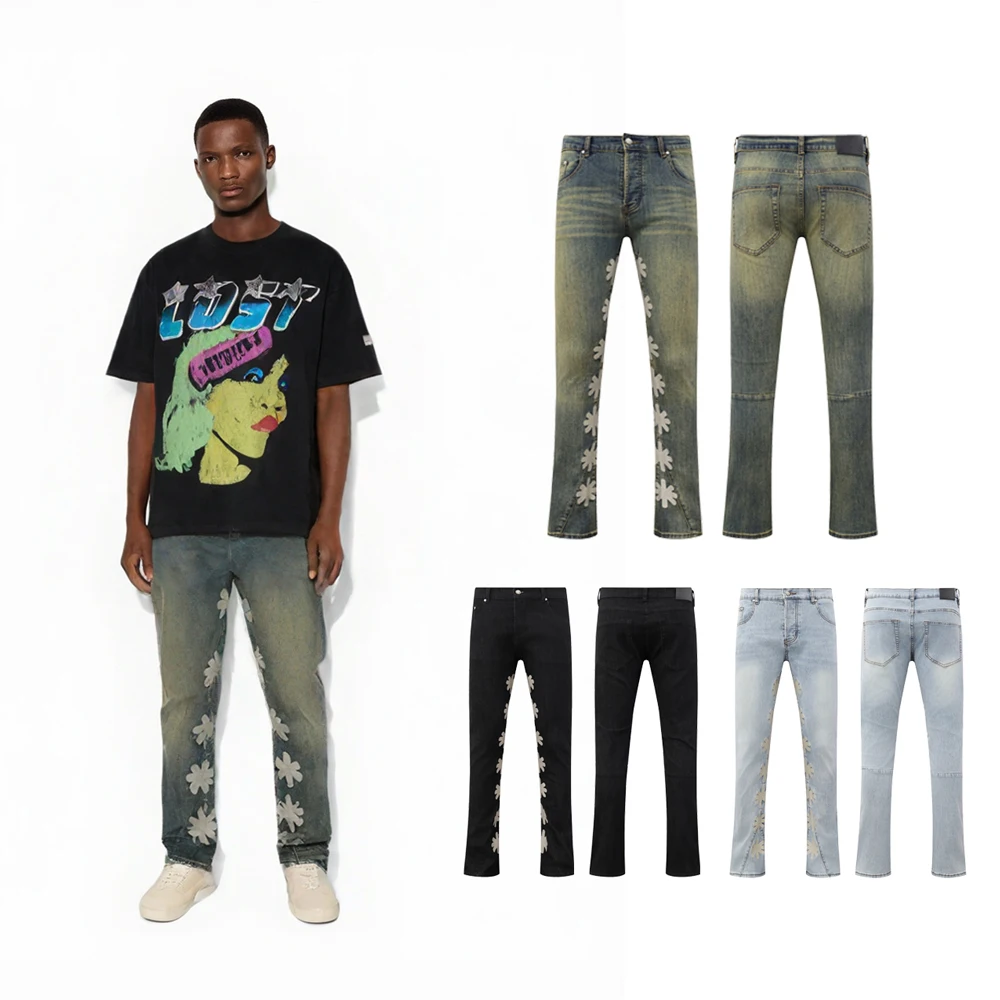 

Y2k Hip-Pop Embroidered Jeans Men's Clothing StreetWear fashion casual Denim Jeans retro vintage Baggy pants Rock Revivals Jeans