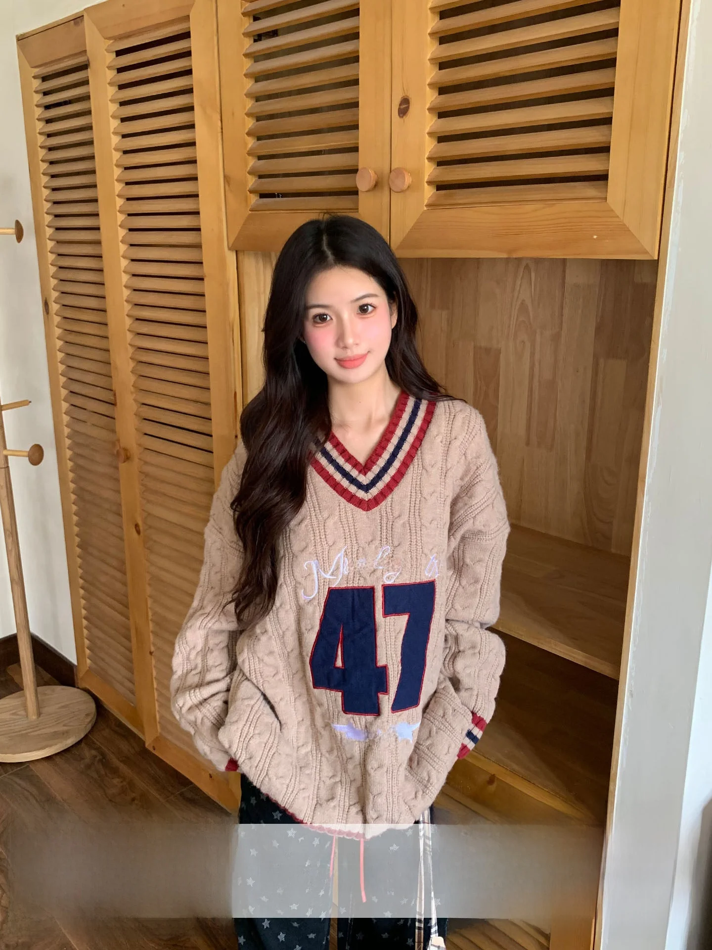 

Свободный свитер с V-образным вырезом и бахромой для женщин, осенний модный облегающий вязаный свитер с цветовыми блоками, с длинными рукавами, для повседневной носки