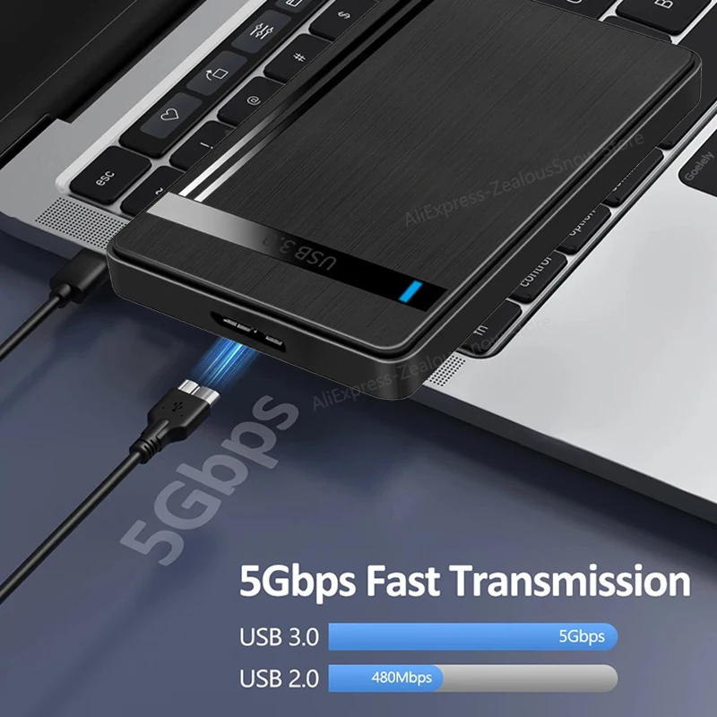 ﻿ ﻿ Caja HDD de 2,5 "SATA a USB3.0, adaptador de carcasa HDD, caja de disco duro para disco SSD HDD con Cable tipo USB3.0 para ordenador portátil P