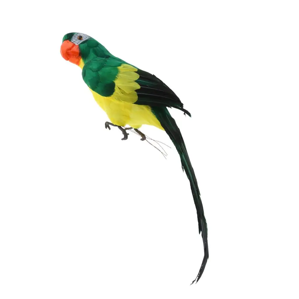 Lifelike Artificial Garden Bird Foam Feathered Parrot Decorative Statue for Home Patio Yard Accent