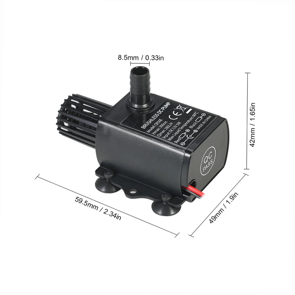 Decdeal DC12V 5W Ultra-quiet Mini Brushless Water Pump Waterproof Submersible Fountain Aquarium Circulating 280L/H Lift 300cm