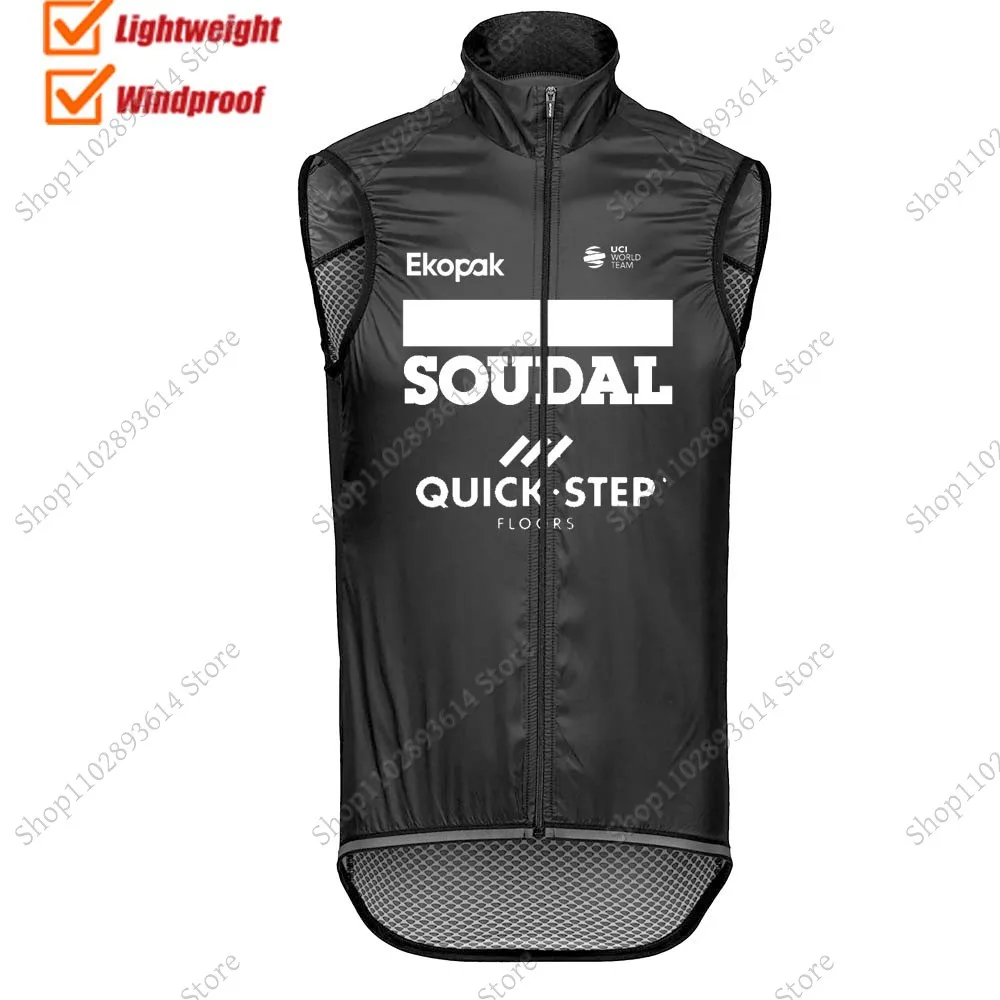 2024 White Soudal Quick Step Team Cycling Vest Windproof Wind Vest Summer Bike Jersey Sleeveless Clothes MTB Ciclismo Maillot