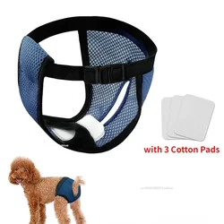 Female Dog Panties with 3 Cotton Pads Reusable Diapers Pet Breathable Mesh Flexible Adjusting Buckle Washable Sanitary Wraps