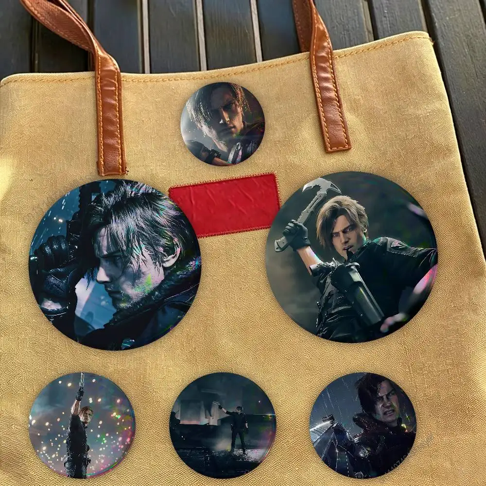 L-Leon S. Kennedy R-RE9 Badge Pins For Friend, Backpack, Clothing, Collectible Accessories, Jewelry Gift
