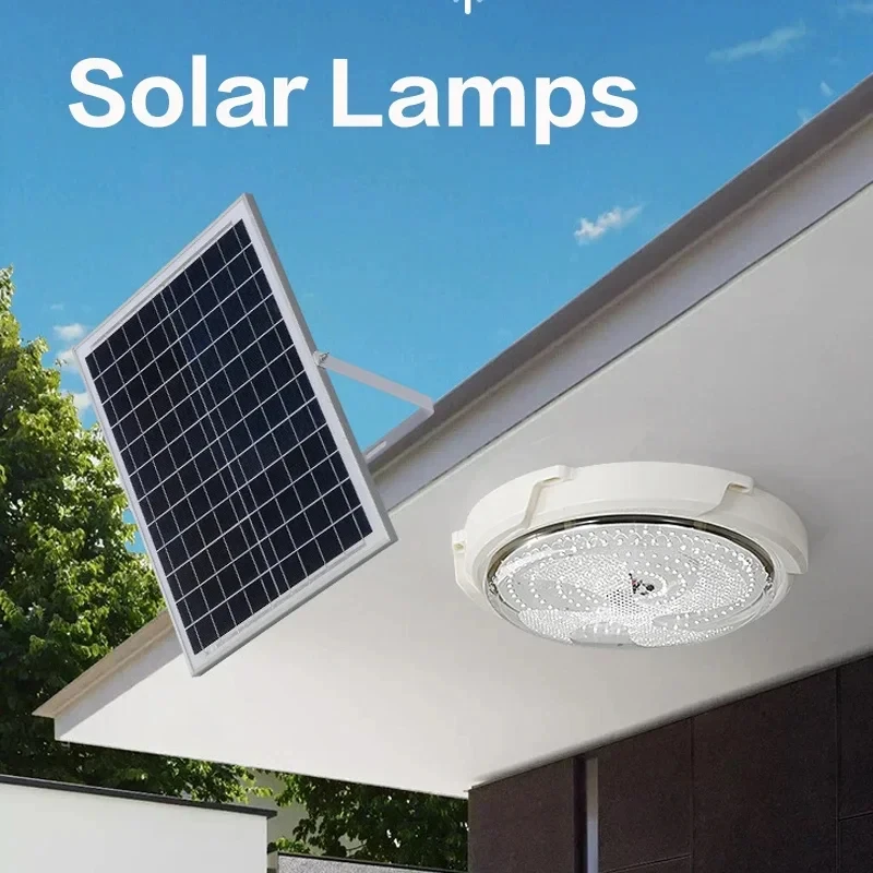 LED Solar Ceiling Lights Indoor Bedroom Corridor Garden Lighting With Remote Control Dimmable Timing Solar Ceiling Lamp